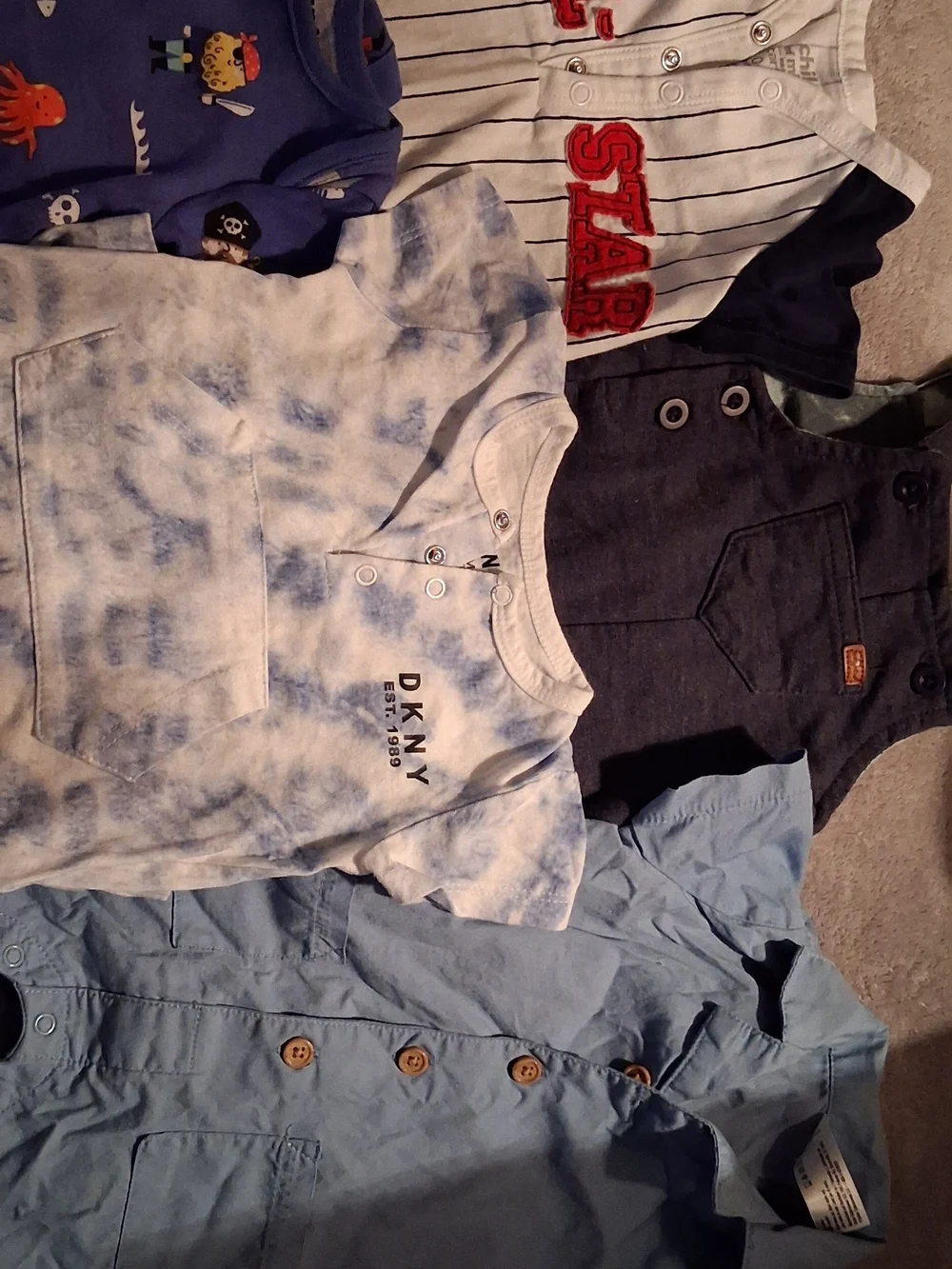 DKNY Kids Blue Tie-Dye Short Sleeve Top